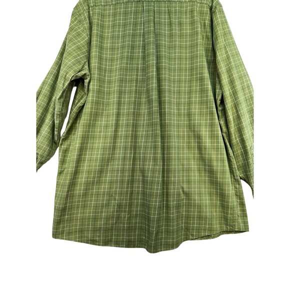 L.L.Bean Mens Long-Sleeve Dress Casual Shirt L Tall Green Plaid Wrinkle Resistan - Picture 8 of 11